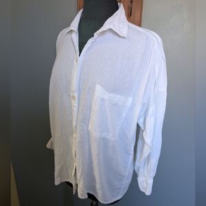 Talbots White Cotton Gauze Blouse